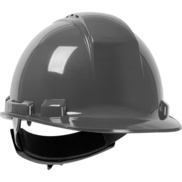 Whistler Cap Style Hard Hat HDPE Shell, Vented 4-Pt Textile Suspension, Ratchet Adj., Dark Gray, Pip, Mfr#: 280-HP241RV-14